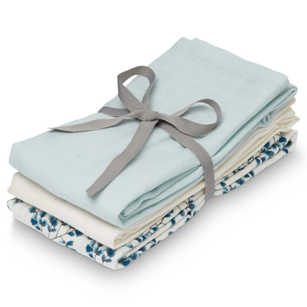 Cam Cam Copenhagen Mulltücher Fiori Blau 3er-Pack