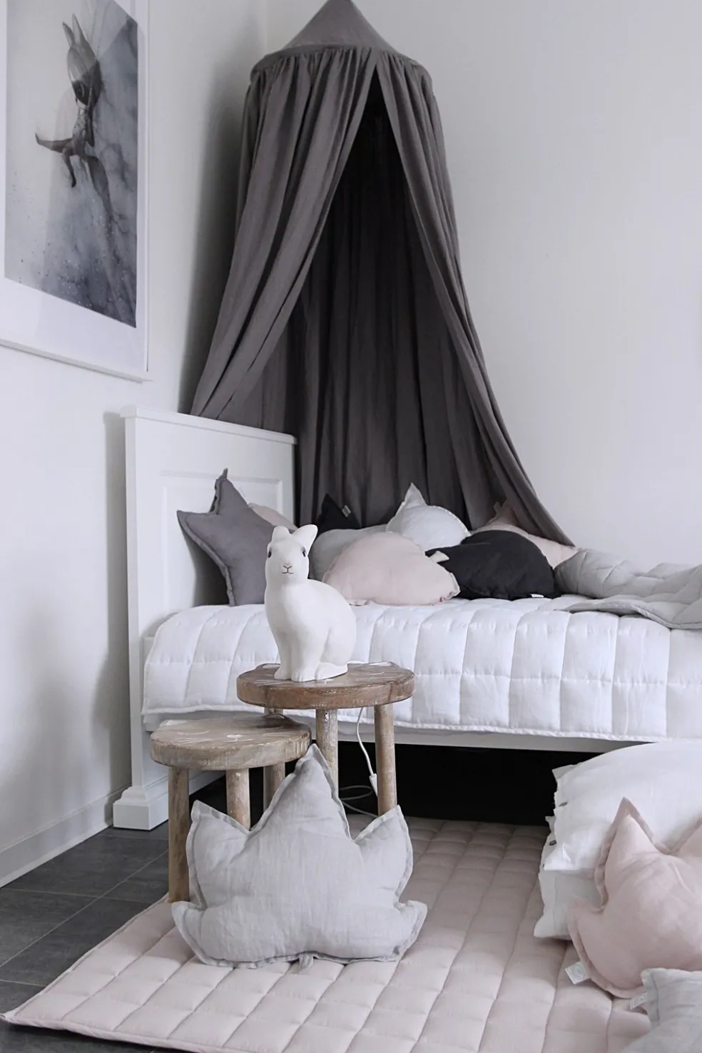 Cotton & Sweets Betthimmel Shark Grau Leinen