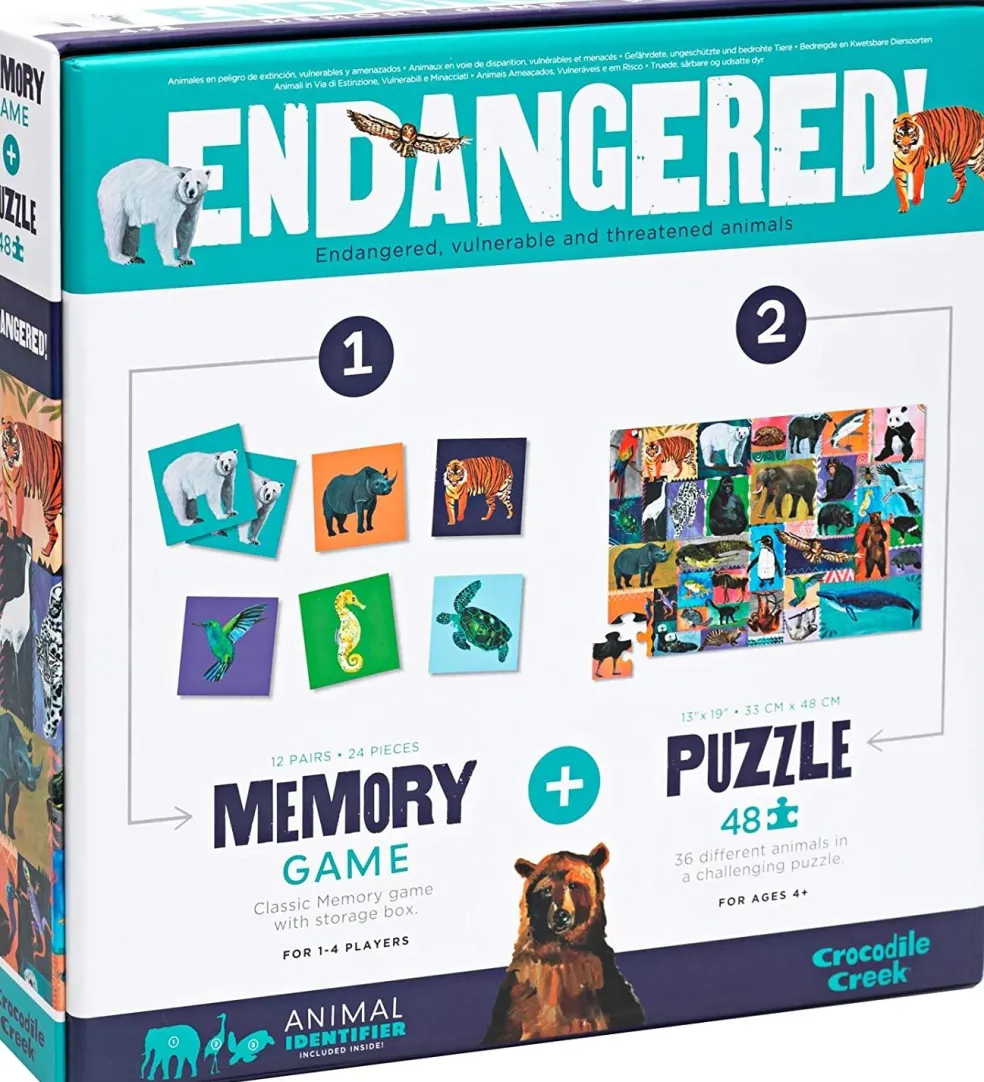 Crocodile Creek Puzzels Memo-Spiel & Puzzle Endangered 48 tlg.