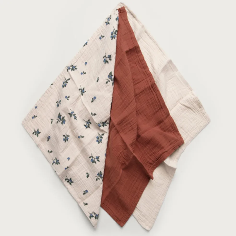 Garbo & Friends Baby Spucktücher Blueberry Beige 3er Pack