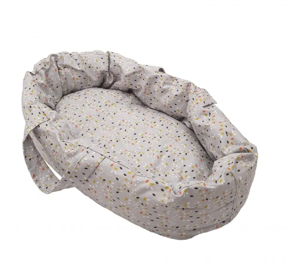 Hollie Poppenspeelgoed Puppen-Tragekorb Leaves Grau