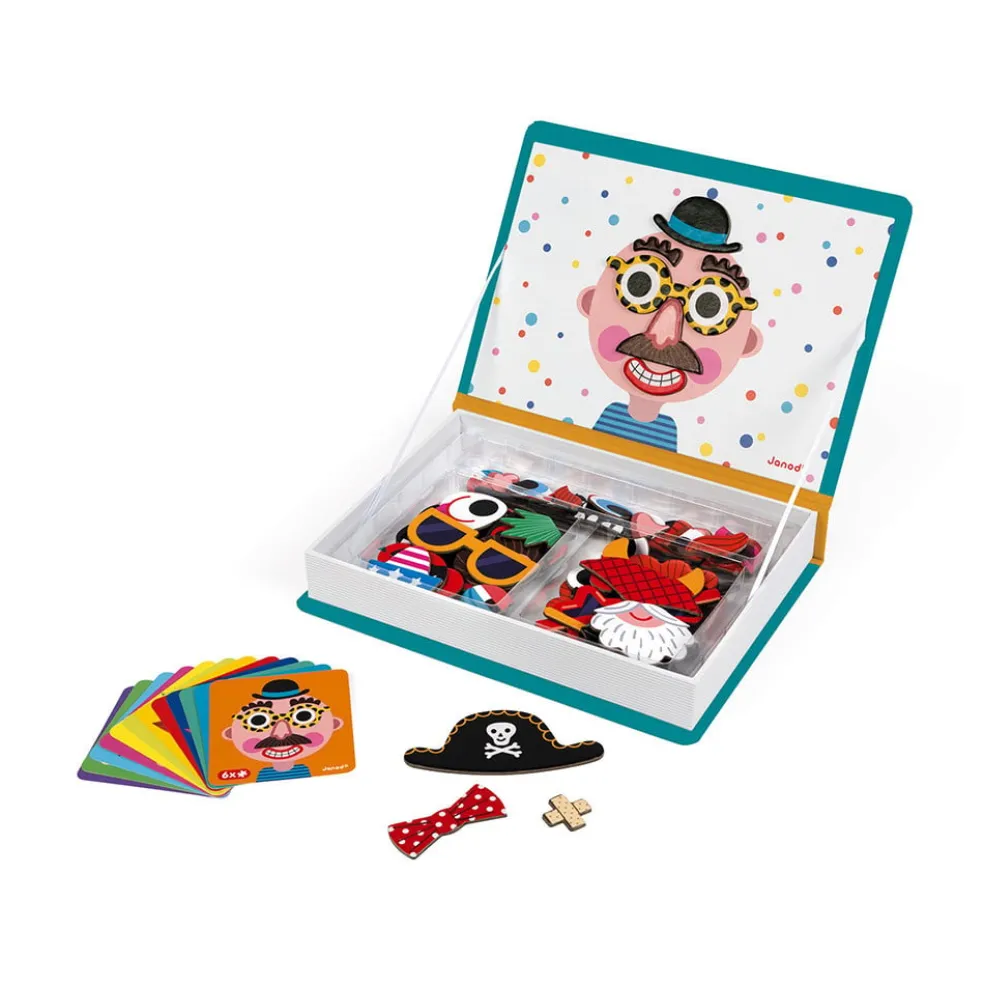 Janod Magnetbuch Crazy Faces Jungen 70 Teile