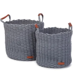 KidsDepot Aufbewahrungskorb-Set Korbo Mist Grau Large