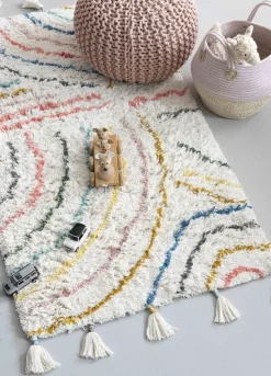 KidsDepot Berber Teppich Pastell 80 x 150 cm
