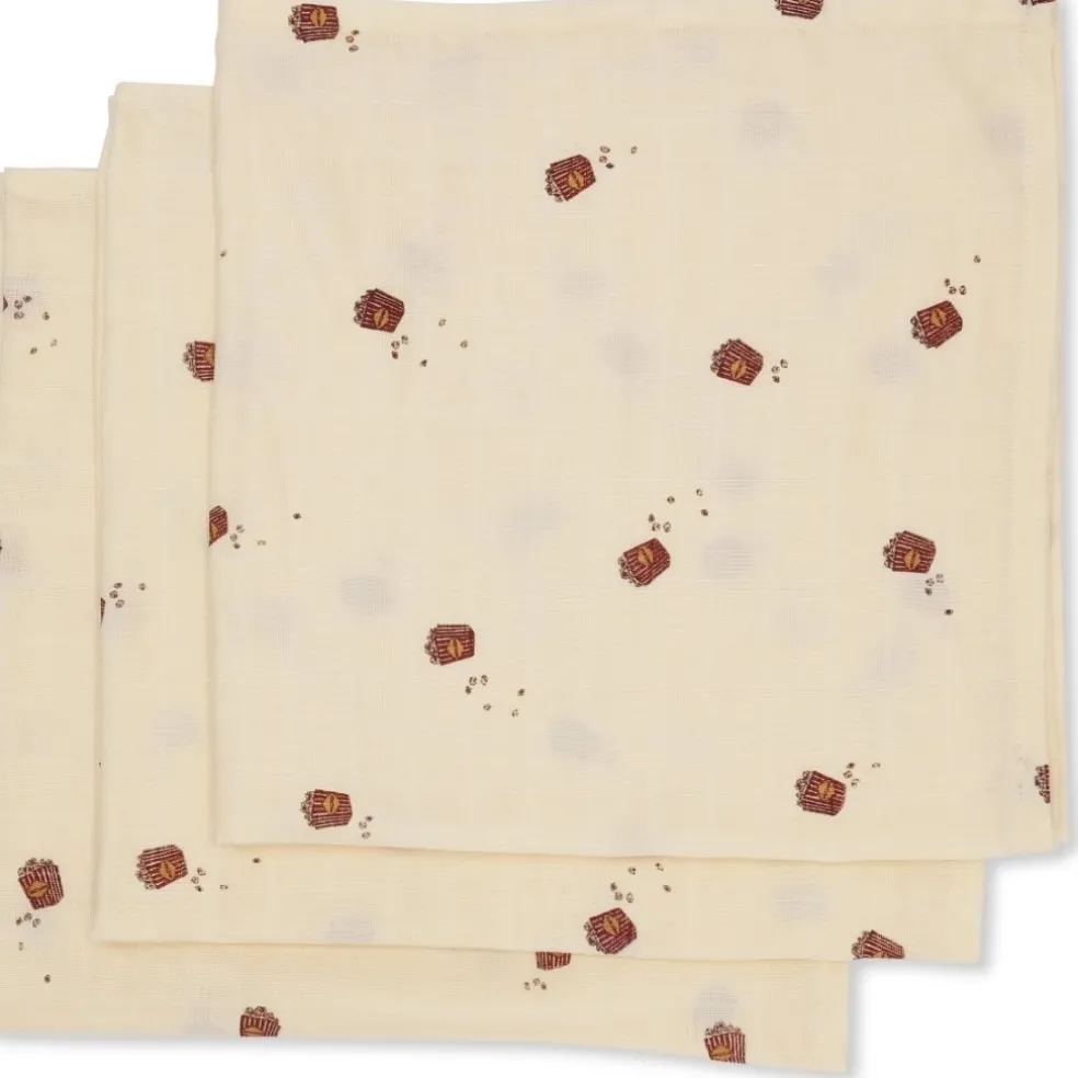 Konges Sløjd Mulltuch-Set Popcorn Beige 3er Pack