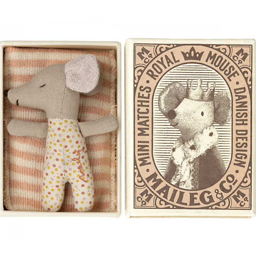 Maileg Baby Maus Mädchen Sleepy Wakey in Box 7,5 cm