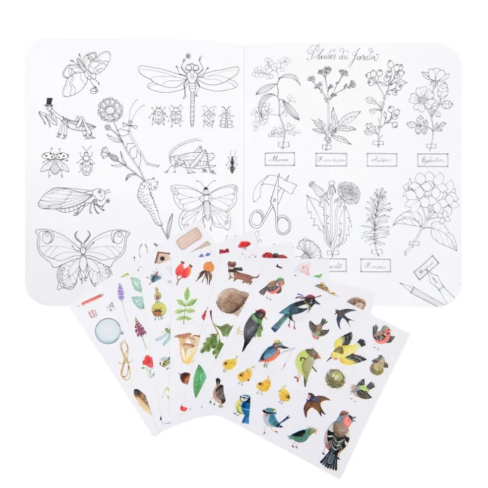 Moulin Roty Speelgoed Mallbuch mit Stickern Botanisch