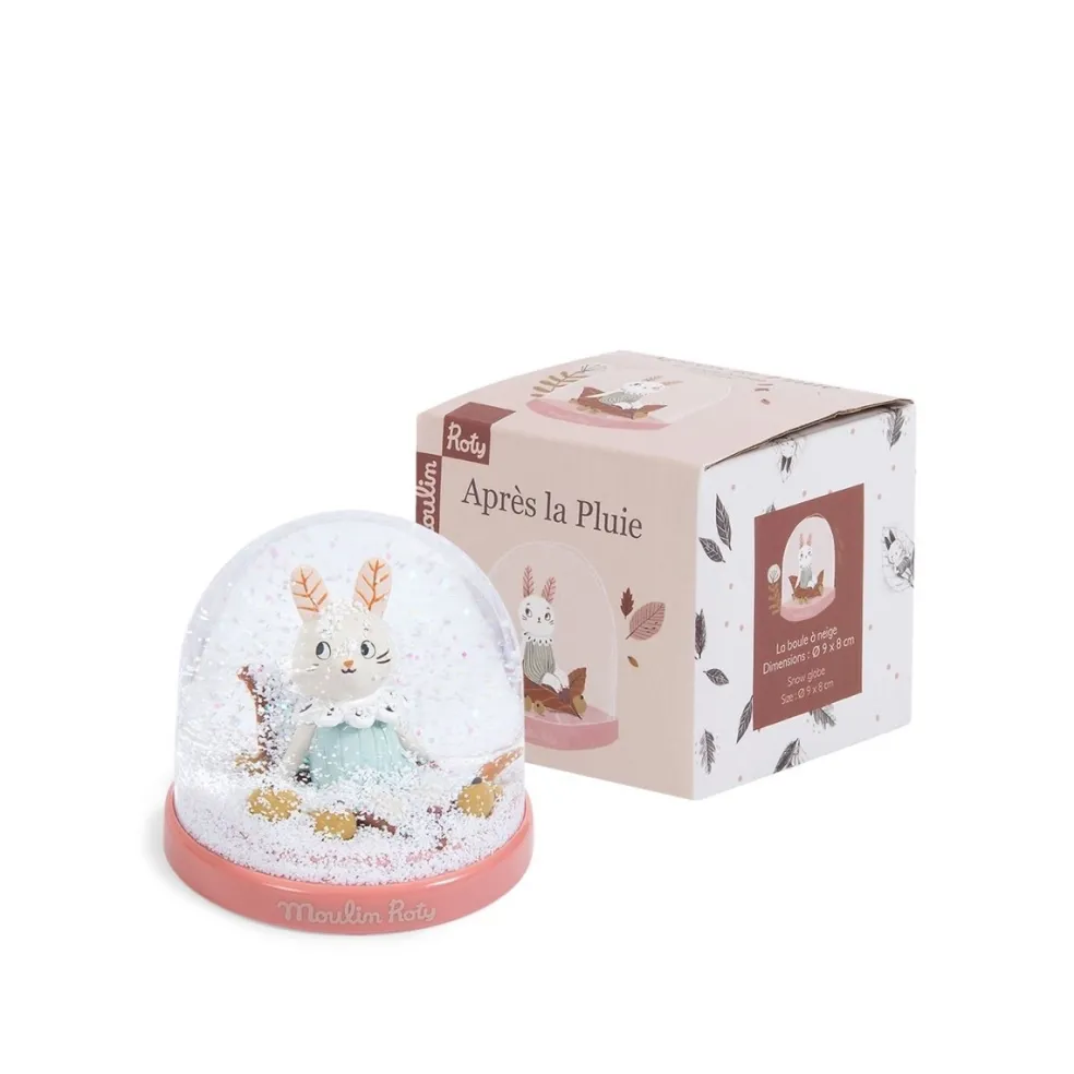Moulin Roty Speelgoed Schneekugel Kaninchen Rosa Après la pluie