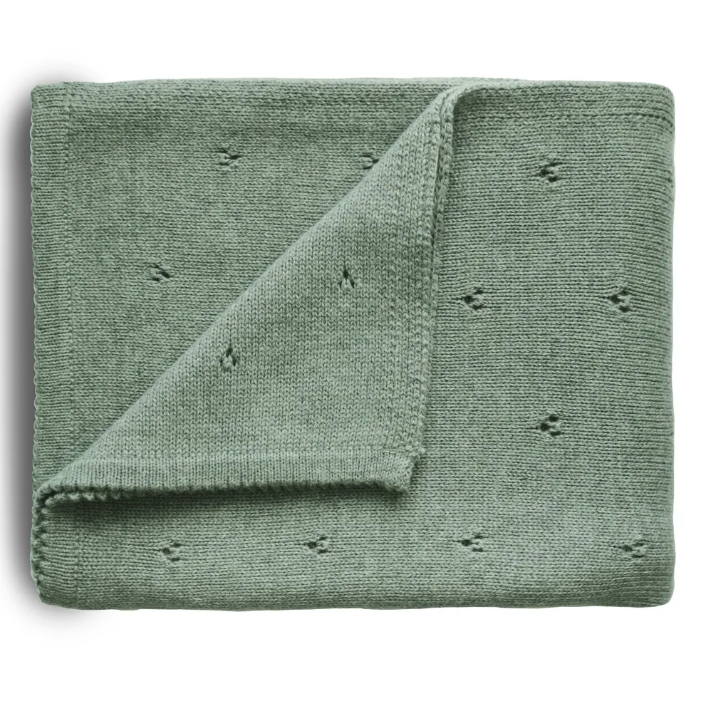 Mushie Babydecke Pointelle Sage Melange Grün 80 x 100 cm