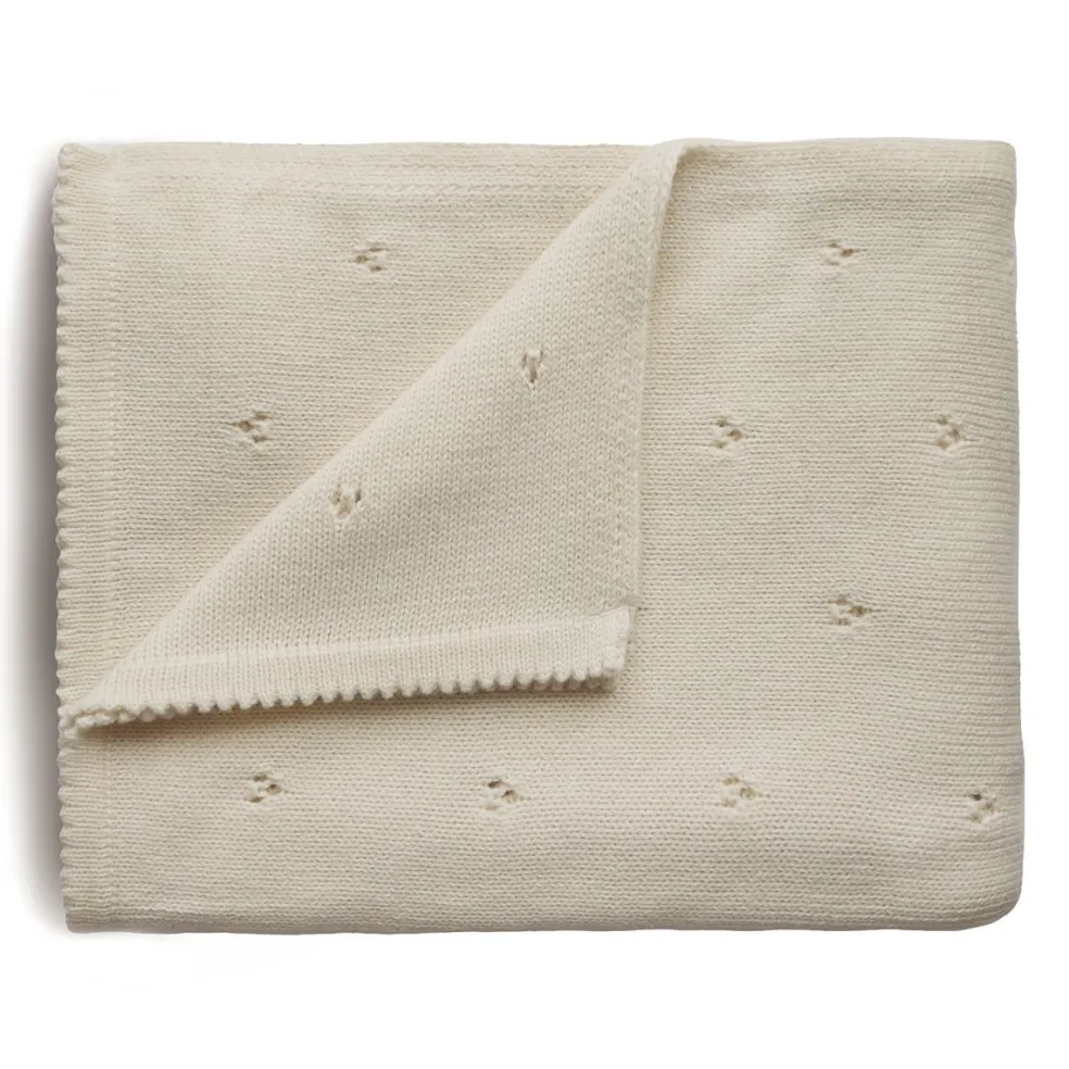 Mushie Babydecke Pointelle Ivory Beige 80 x 100 cm