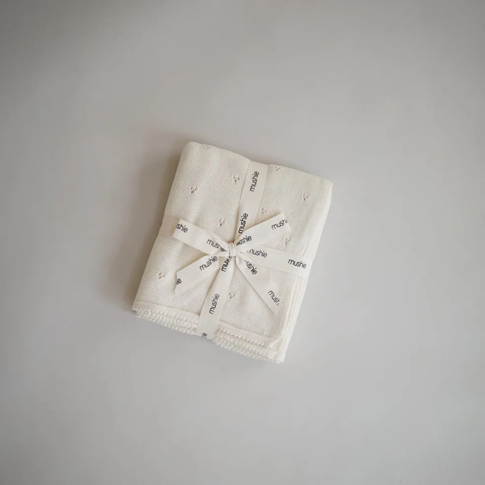 Mushie Babydecke Pointelle Ivory Beige 80 x 100 cm