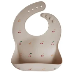 Mushie Silikon Lätzchen Kirschen Beige