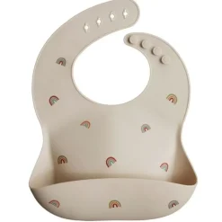 Mushie Silikon Lätzchen Regenbogen Beige