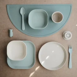 Mushie Tischset Cambridge Blue Silikon