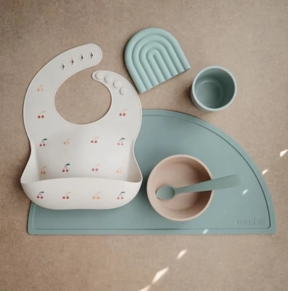 Mushie Tischset Cambridge Blue Silikon