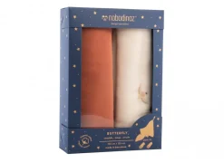 Nobodinoz Mulltuch-Set Toffee Butterfly 100 x 120 cm