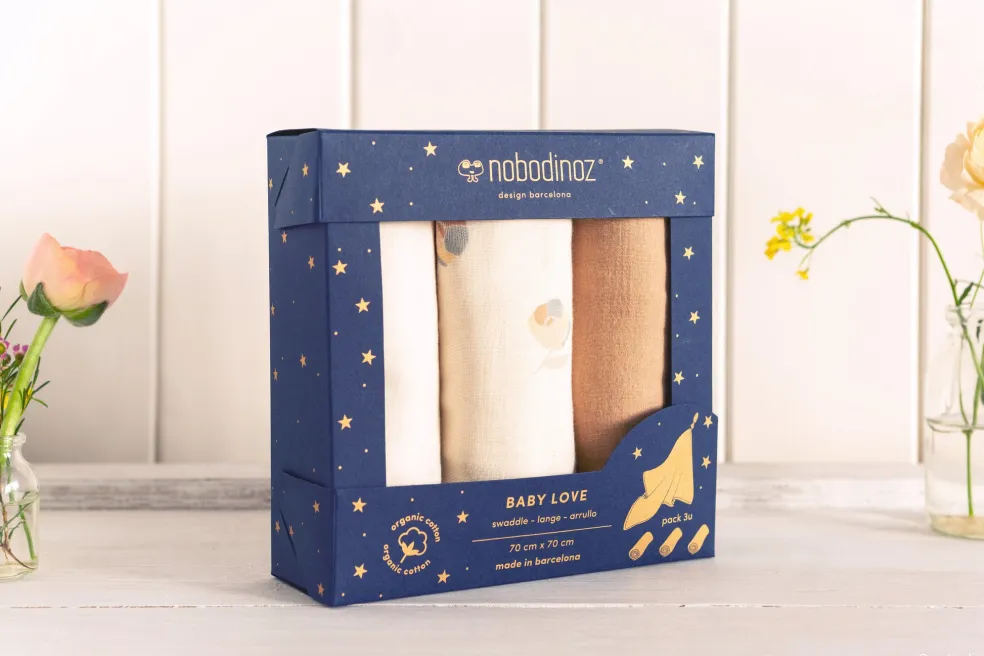 Nobodinoz Mullwindel-Set Blossom 3er-Pack 70 x 70 cm