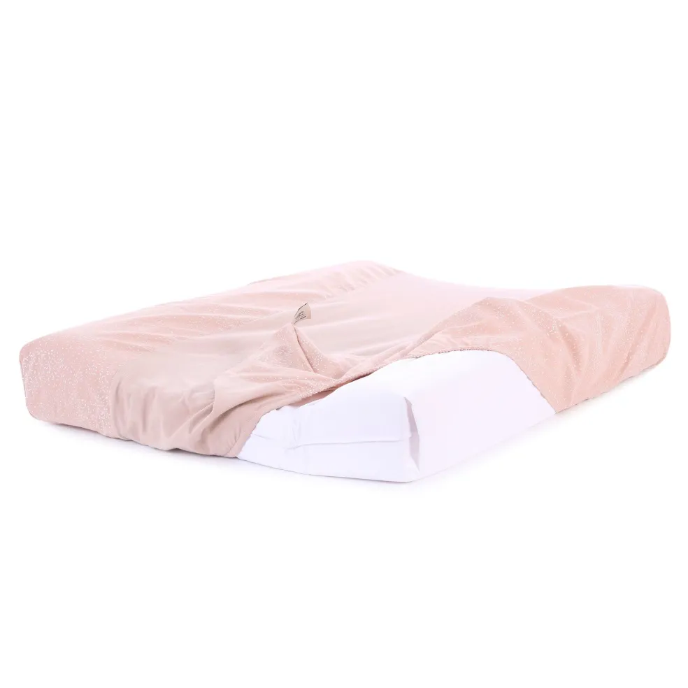 Nobodinoz Wickelauflagebezug White Bubble Misty Pink Rosa