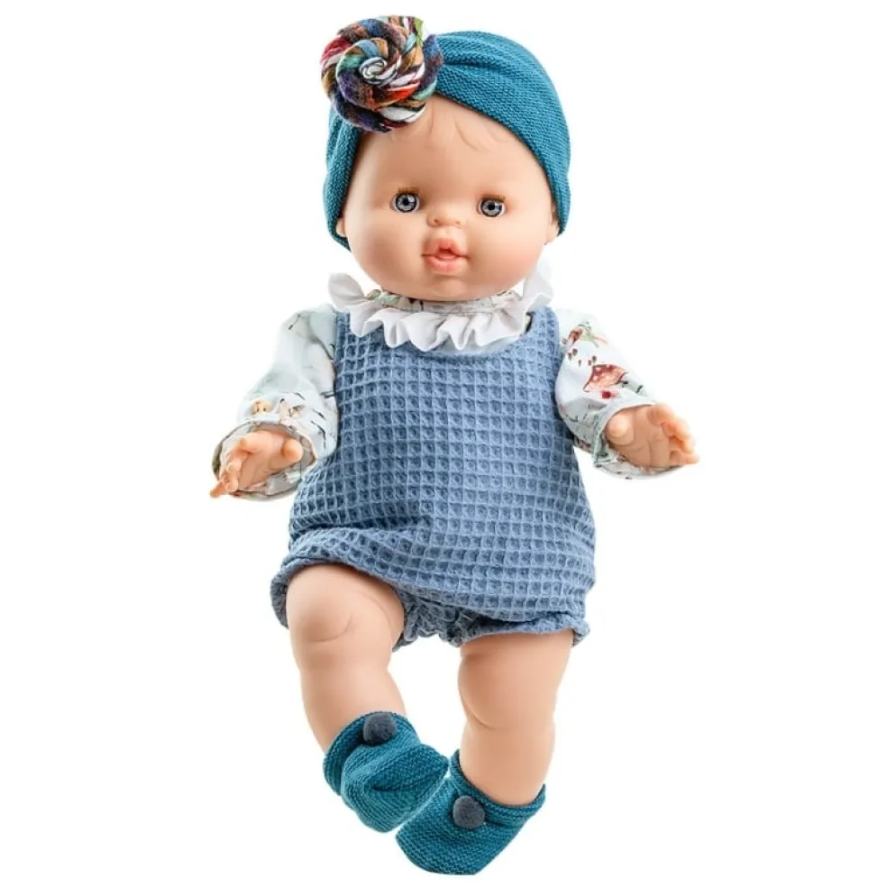 Paola Reina Puppe Gordi Blanca Mädchen Blau Anzug 34 cm