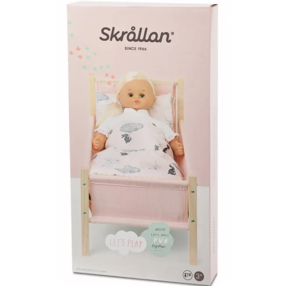 Skrallan Holz Puppenbett Rosa