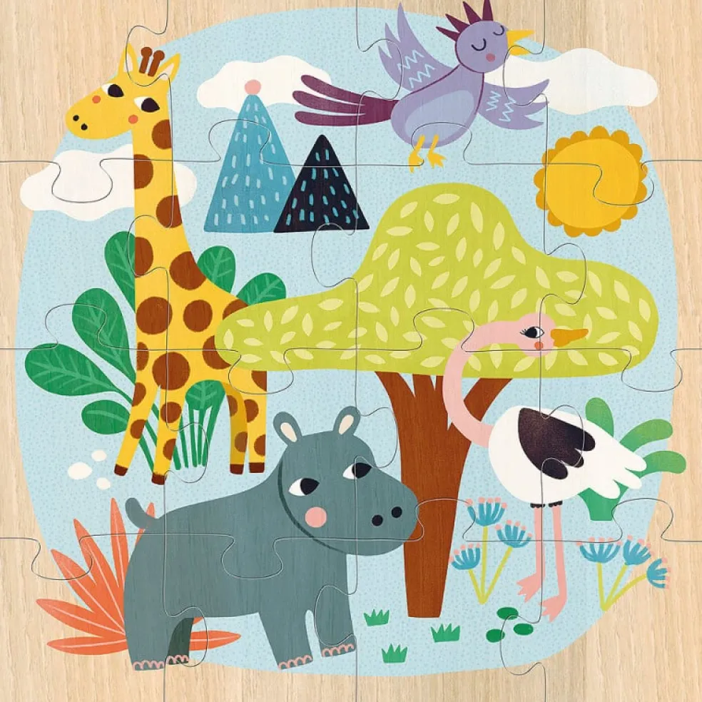 Vilac 3 Holzpuzzle Tiere 16 Teile